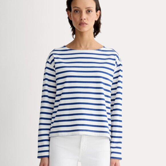Everlane Women's Mariner T-Shirt in Bone/Mazarine Blue, Size Extra Small, Cotton - Picture 1 of 4